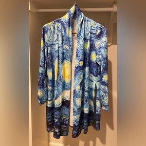 Artsy Starry Night Patterned Kimono